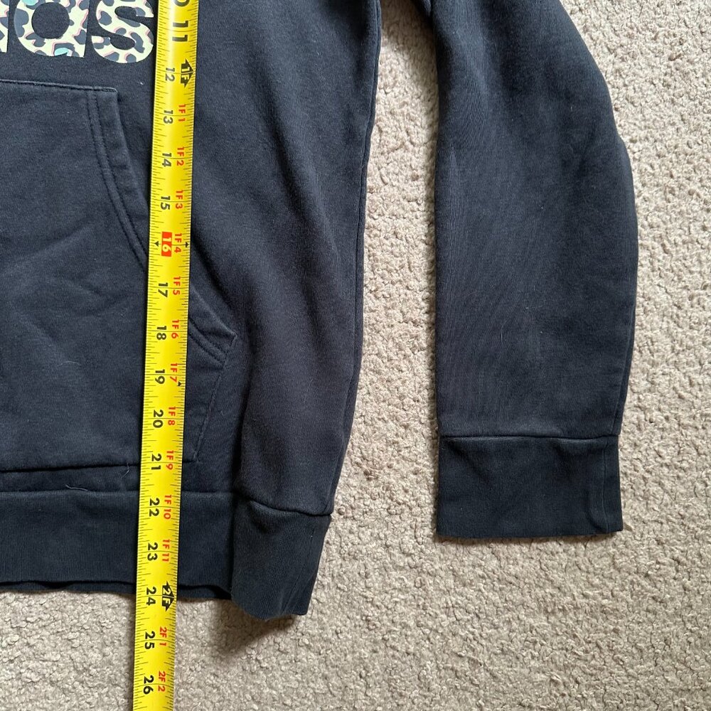 Adidas Sweatshirt Girls Large Pullover Hoodie Black Long Sleeve Pockets - Picture 9 of 11